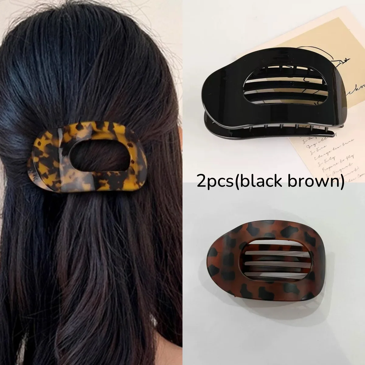 2 flache elliptische Haarspangen, Entenschnabel-Clips mit starkem Griff, einfaches Haar-Accessoire für Hochsteckfrisuren auf der Rückseite des – Detail 4