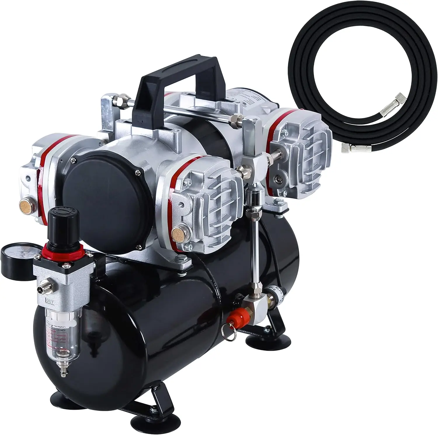 

Model TC-848 High-Performance Four Cylinder Piston Air Compressor with Tank and Free 6 Inch Airbrush Hose