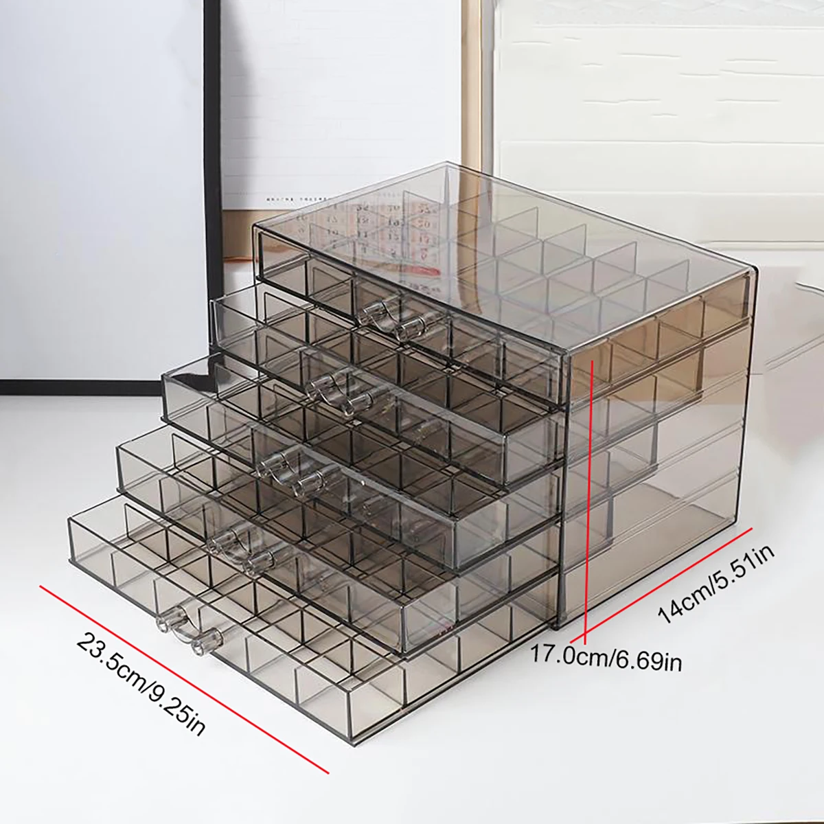 1pc, Five-layer Jewelry Storage Box, Color Is Divided Into: Transparent, Gray, Can Be Used For: Jewelry, Storage