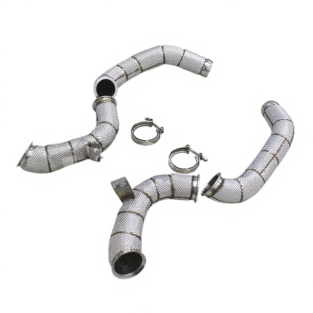 SS304L Exhaus Downpipe For Mercedes-Benz E63/E63S AMG W213 4.0TT 2016-2023 With Heat Shield Straight Through Downpipes