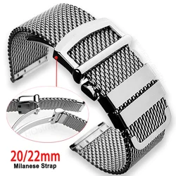 High Quality Milanese Watch Band 20mm 22mm Stainless Steel Strap Quick Release Bracelet Watch for Men Women Wristband Silver