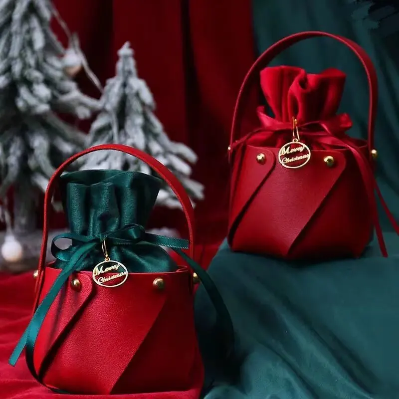 Christmas Decorations Leather Creative Handbag Velvet Cloth Apple Bag Safe Fruit Transparent Ball Box Spot