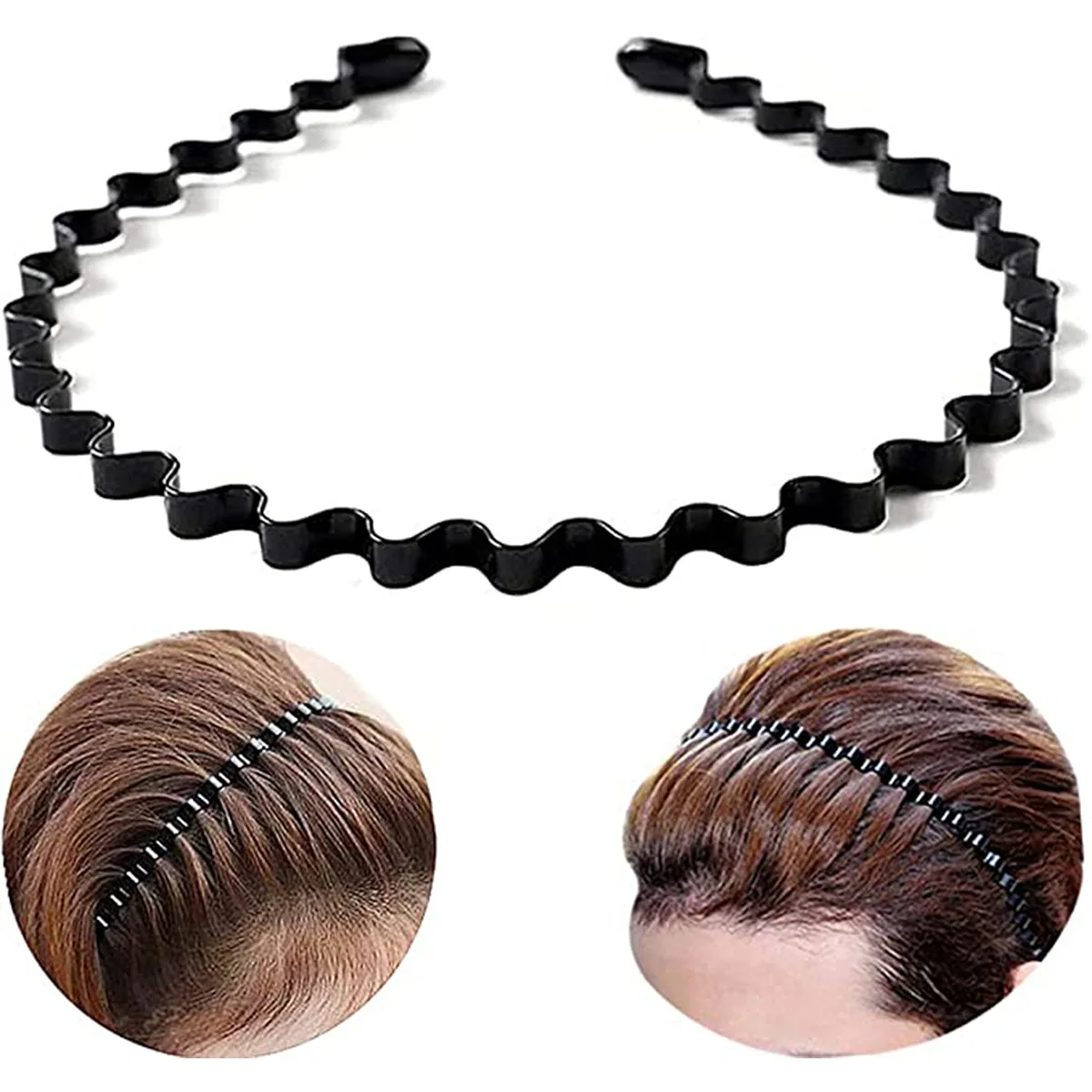 Metal Iron Headband Mens Women Unisex Black Wave Hair Head Hoop Band 5mm Width Fashion Sport Hairband Hair Accessories