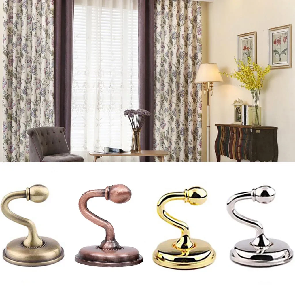 2PCS Metal Curtain Holdback Wall Tie Back Hooks Zinc Alloy Hanger Holder Window Curtain Holder Multi-Purpose Hanging Hook