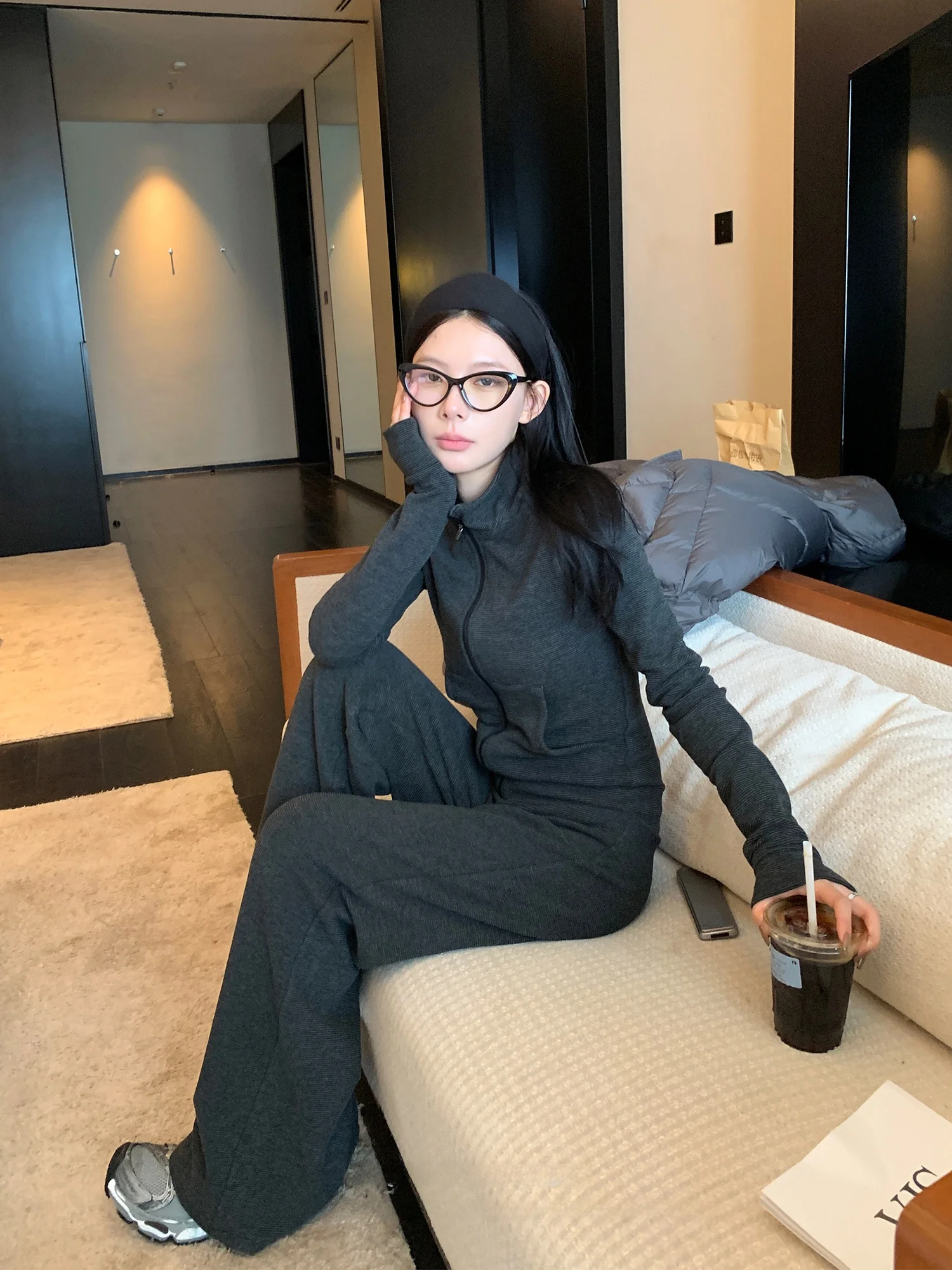 

Повседневный спортивный женский комплект SUONE: полосатая толстовка на молнии с длинным рукавом, утепленная, в корейском стиле, весенняя новинка