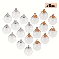 1 Set 30pcs DIY Pendant Making Kit, Round Mechanized Blown Glass Globe Beads, Clear Glass Globe Bottle Charms Pendants