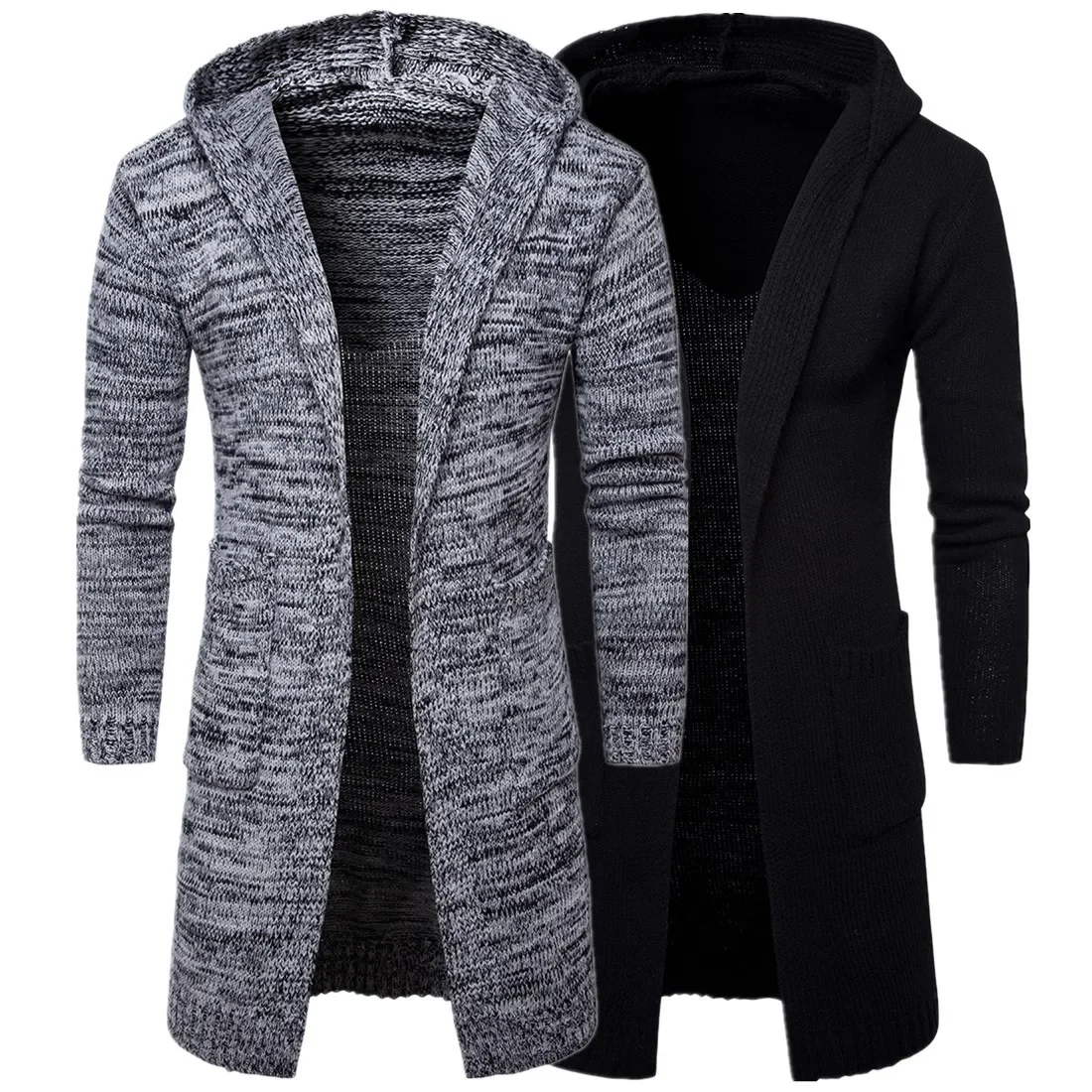 

2023 Autumn/Winter New Men's Hooded Thickened Cardigan Sweater European Size Men's Solid Knit