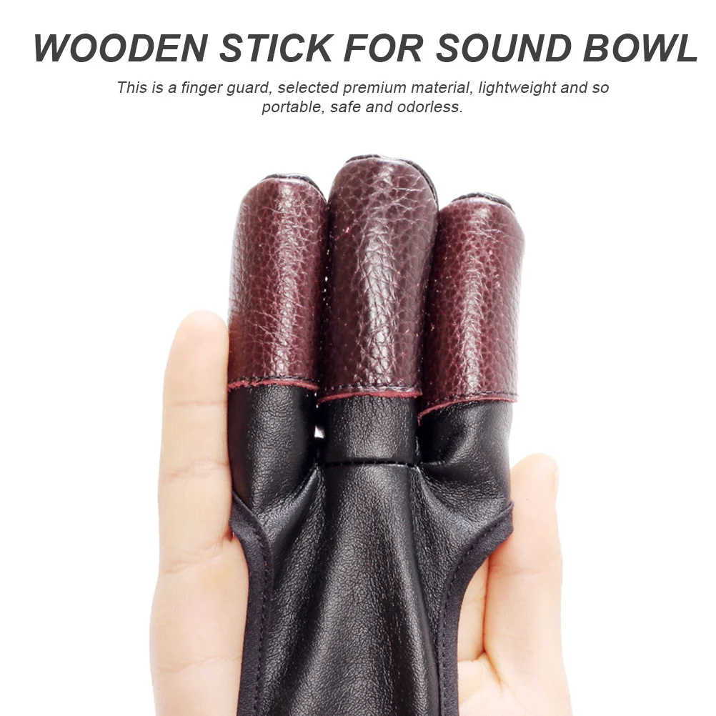 

1pc Pu Finger Protector For Longbow Recurve Hunting Outdoor Sports Three Finger Glove Lightweight Durable