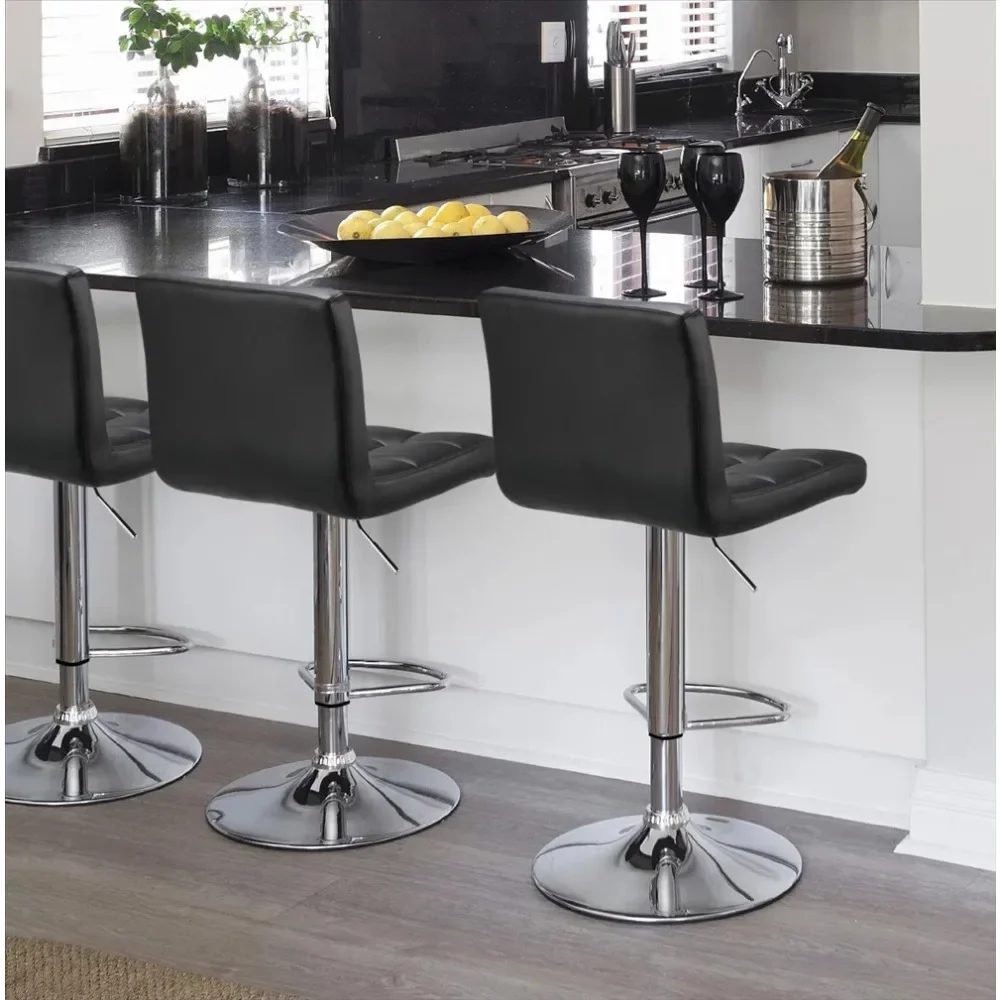 

Bar Stools Set of 2, Modern PU Leather Cushion and Swivel Adjustable Counter Height Swivel Stool with Square Back, Bar Chair