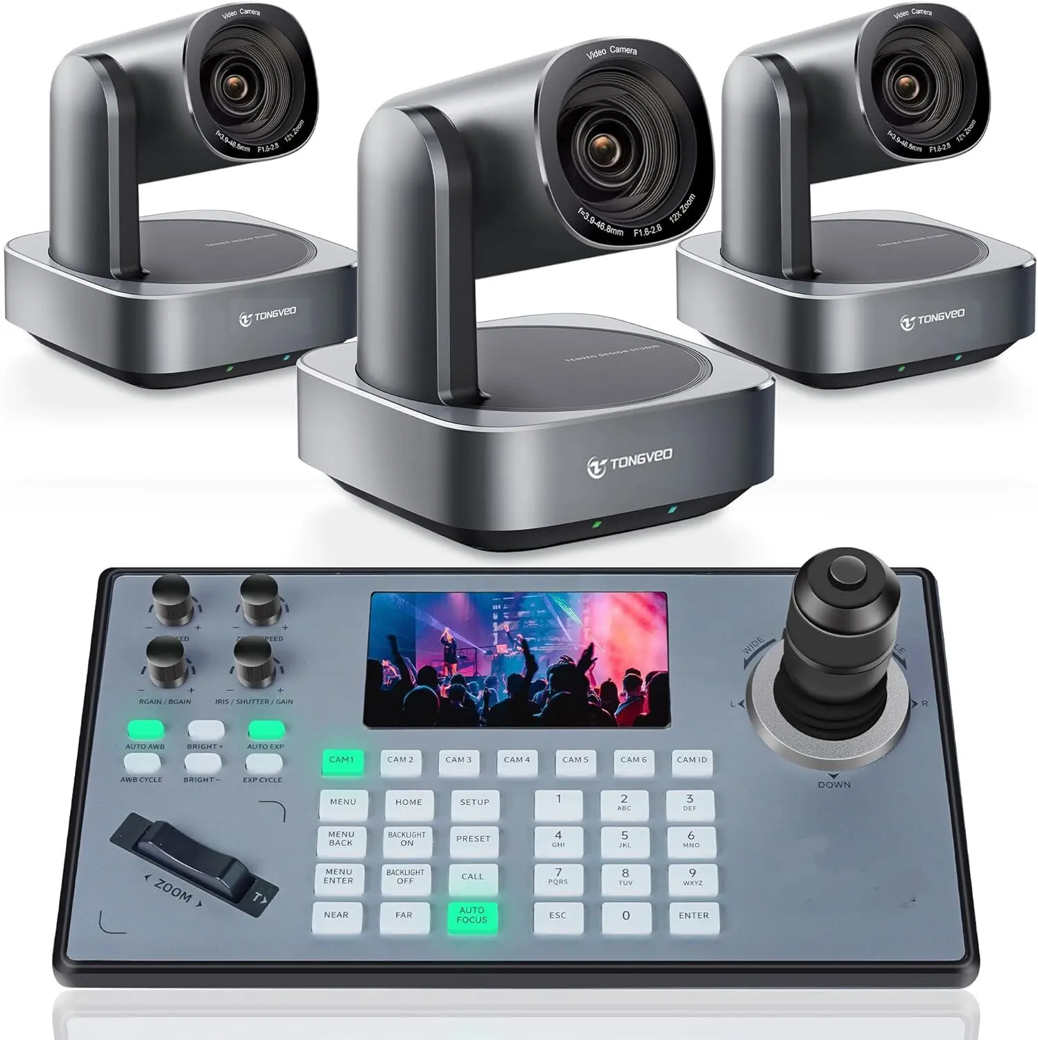 

Broadcast 12X Optical Zoom 4K PTZ Conference Camera and 4D Joystick Controller for Conference Church Streaming POE NDI