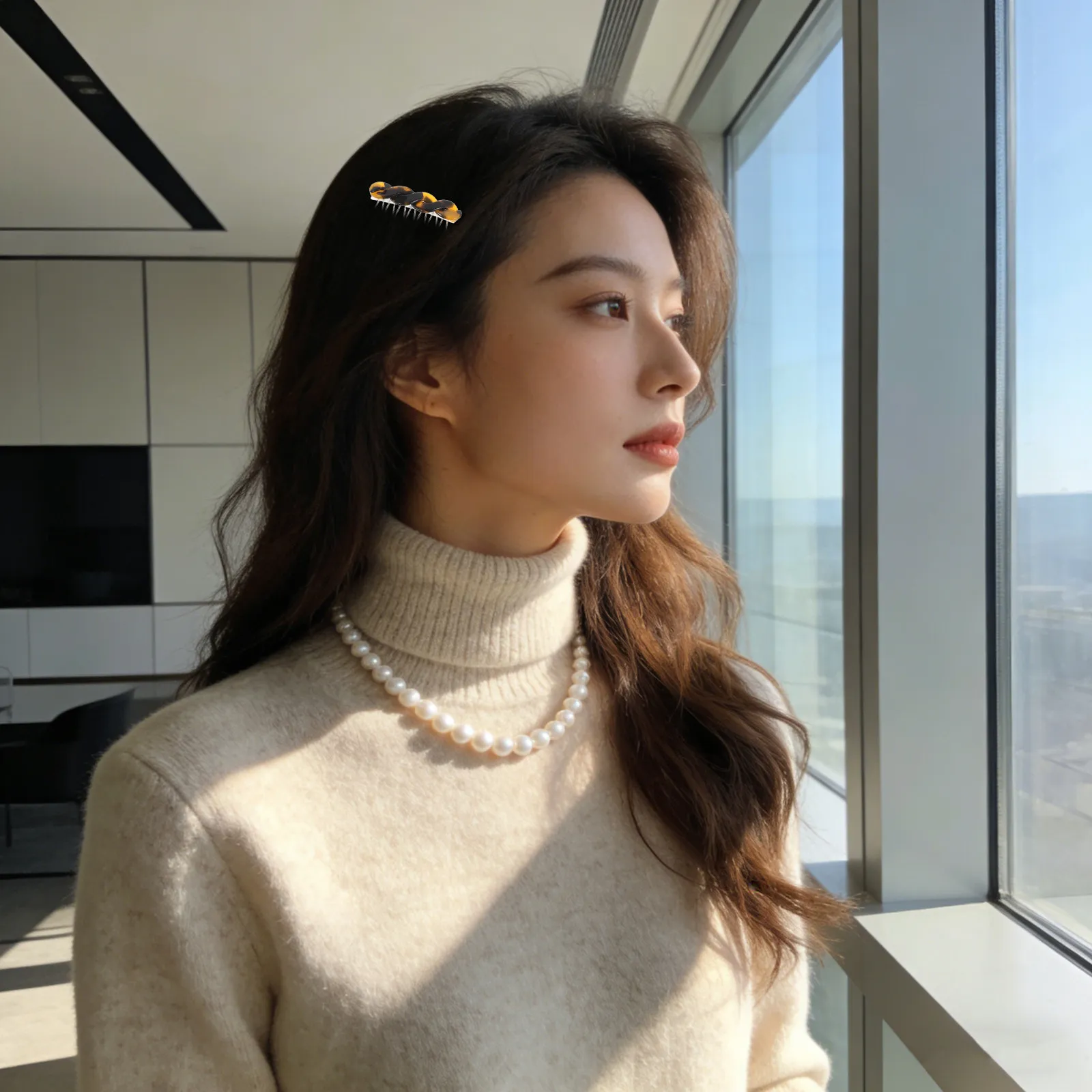 

4Pcs Acetate Hair Side Combs Small Seven-Tooth Decorative Bangs Pins Headpiece Hair Styling Accessories for Women Elegant Office
