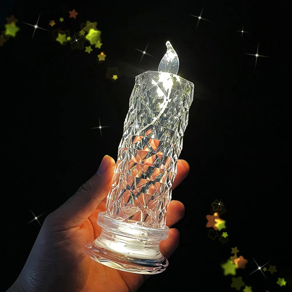 

6pcs Led Candlestick Clear Electric Light For Party Wedding Home Decor Flameless Candles Operated Taper