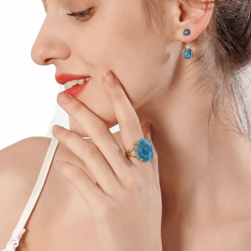 Trend Simple Ellipse Crystal Rings Adjustable Multifaceted Finger Rings Open Rings for Women