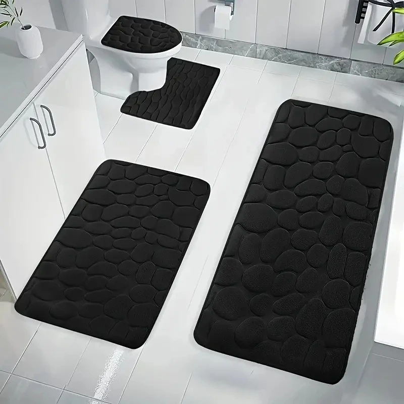 Fall 2023 New 4PC Bathroom Bath Mat Bathroom Blanket Shower Carpet Cover Toilet Lid Floor Mat Bathroom Decoration