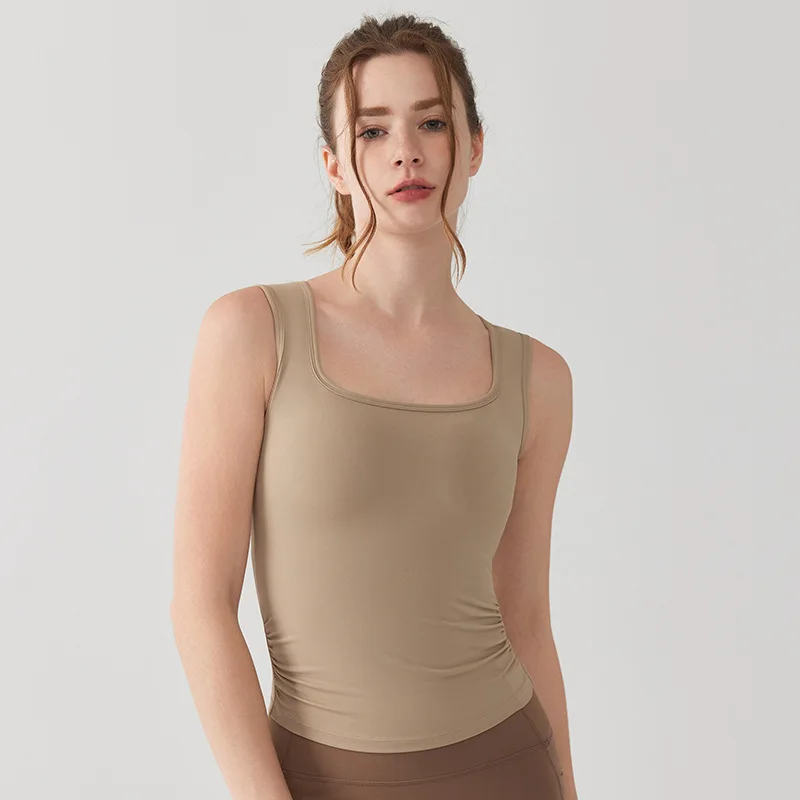Spring and Summer New Long Vest Women's One-piece Fixed Cup Shockproof External Sling Running Sports Fitness Suit