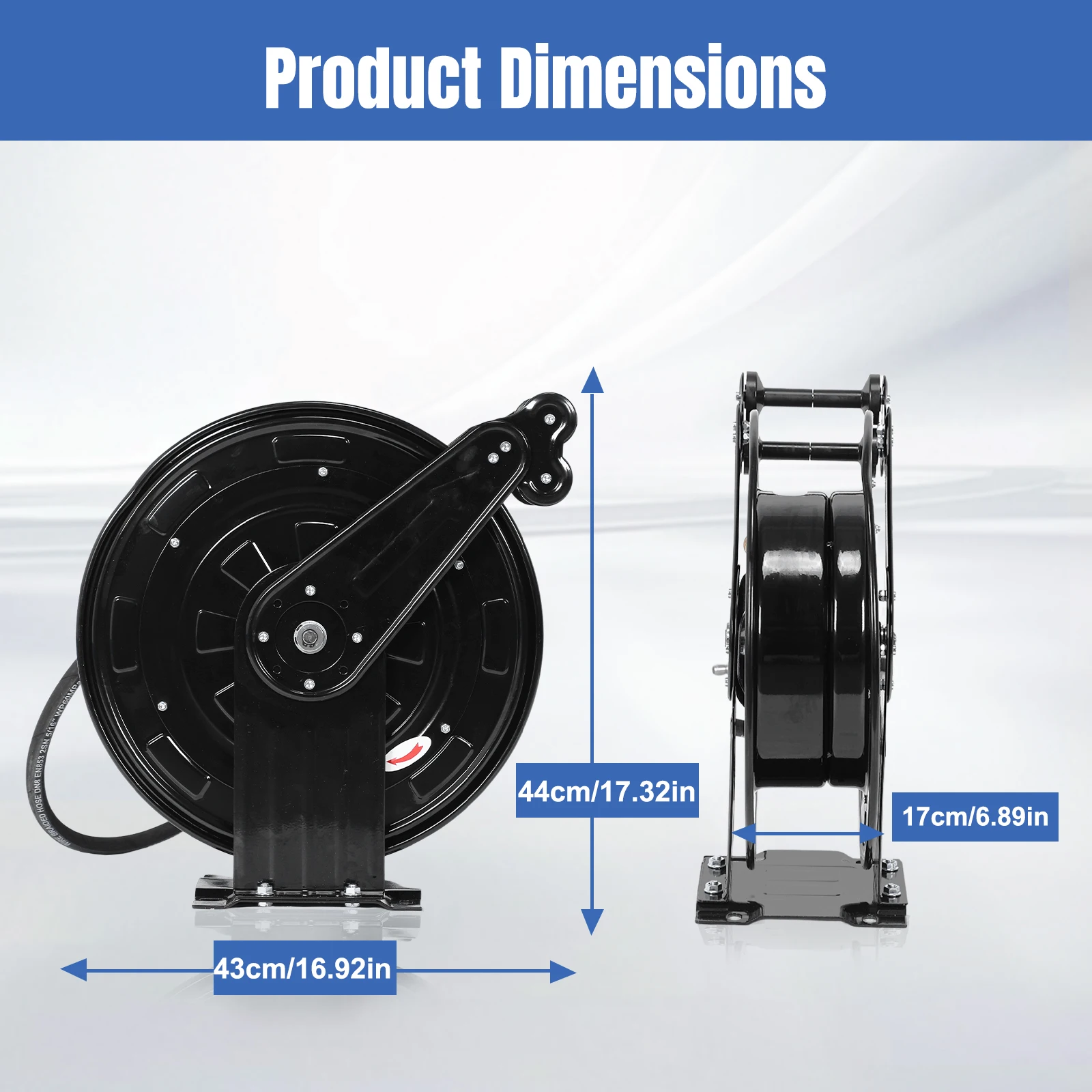 Washer Hose Reel Auto Rewind Power Washer Retractable Hose Reel for Water/Air/Oil 4000 PSI view 3