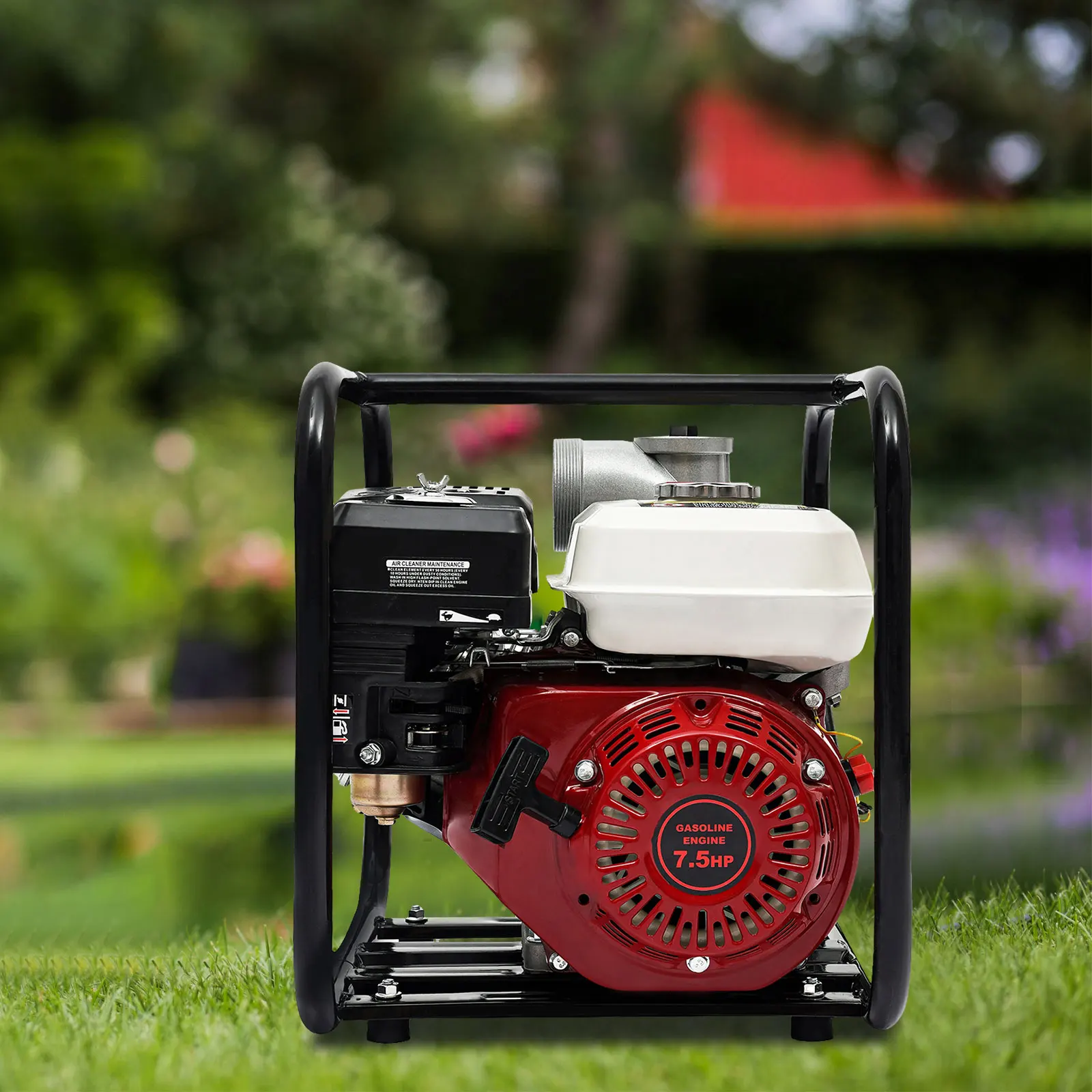 7.5HP 4 Stroke Gasoline Engine Water Pump, 3Inch Portable Self-Priming Semi-Trash Pump, Gas Powered w/ Easy Start for Irrigation