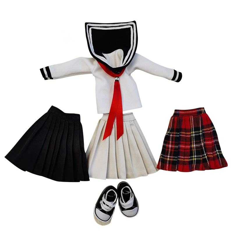 1/6 Bjd Doll's Clothes Campus Uniform Set Pleated Skirt for 30cm Baby Doll