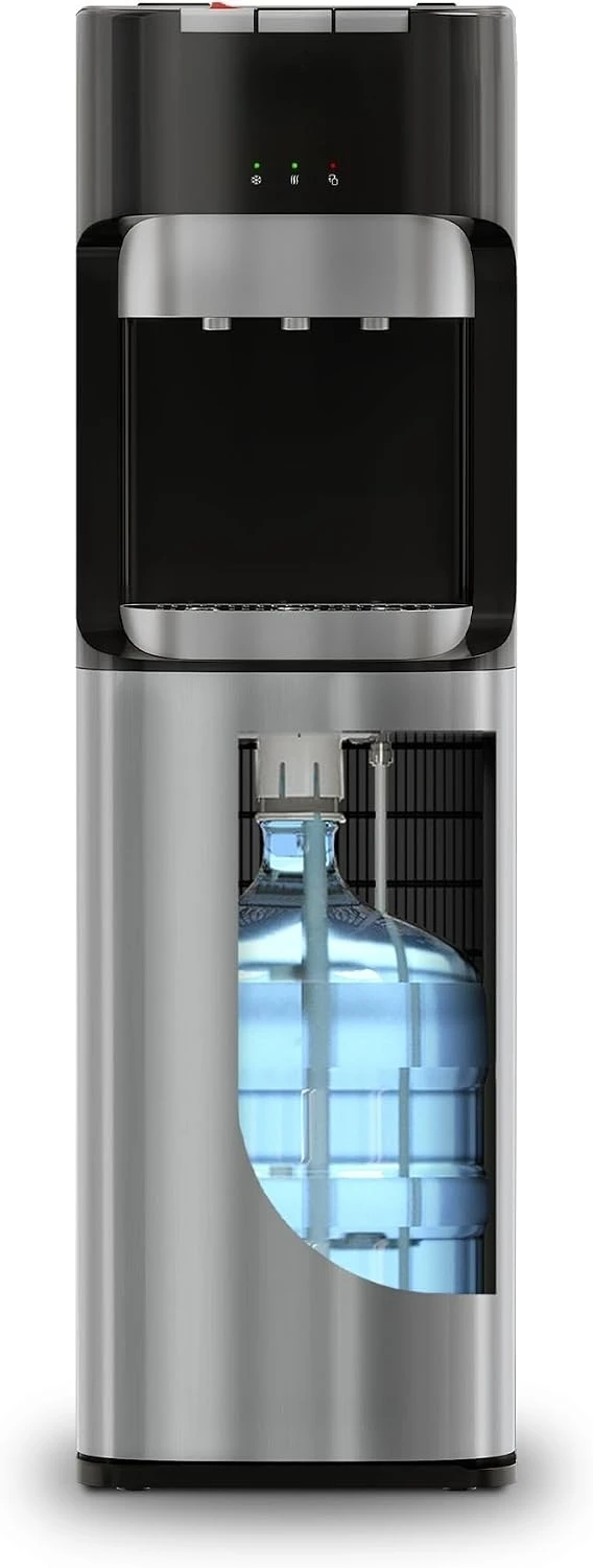 Bottom Loading Water Cooler Dispenser for 5 Gallon Bottles - 3 Temperatures , LED Display with Empty Bottle Alert, Stainless Steel