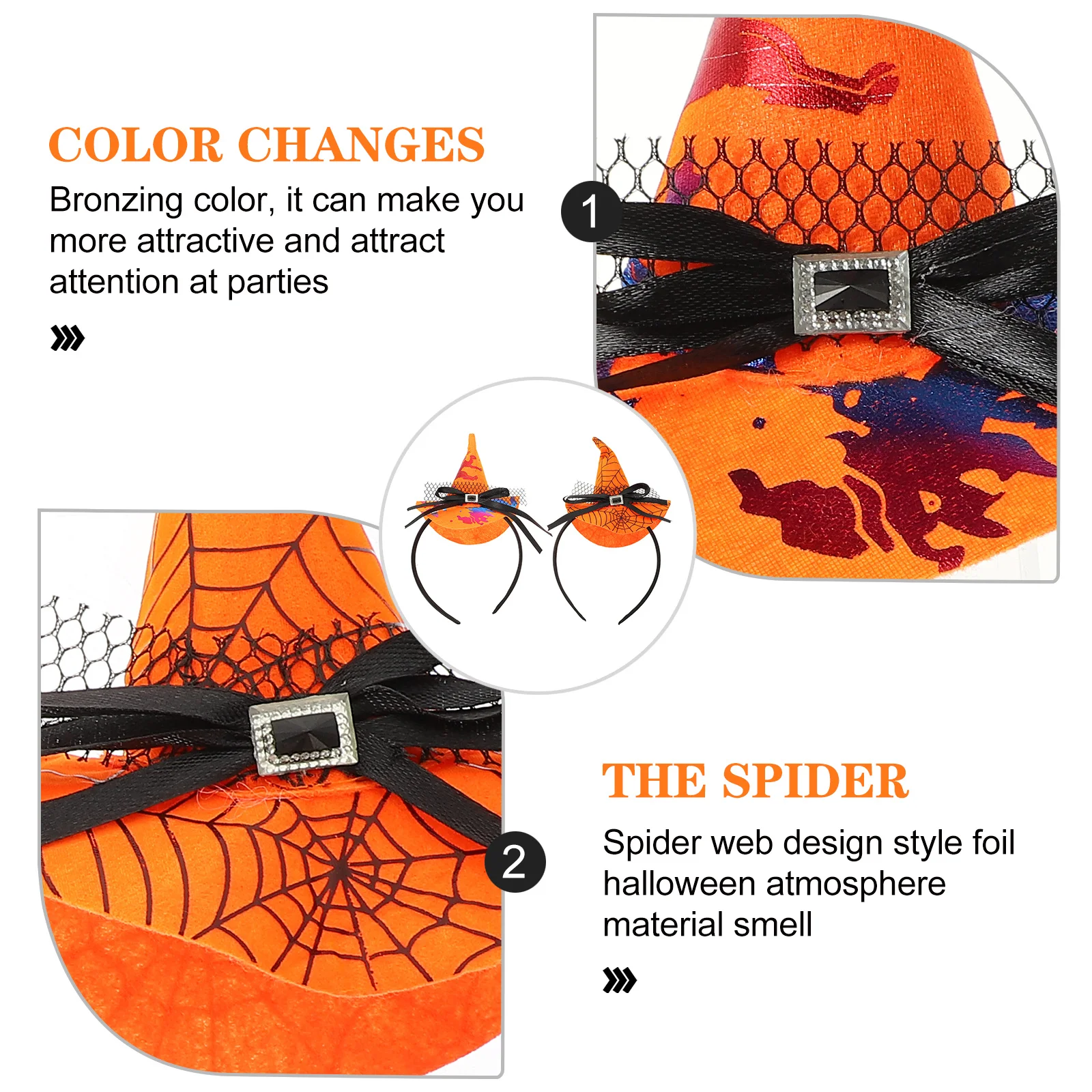 

2Pcs Halloween Witch Hat Headbands Ultra Light Durable Hair Prop Cosplay Party Headwear Dress Up Supplies Witch Hair Band