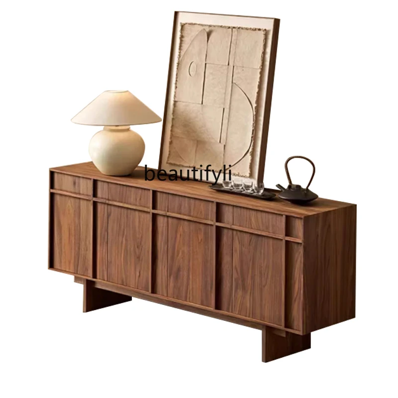 Solid Wood Storage Dining Edge Living Room Home Bone Line Side Cabinet Vintage Storage Cabinet