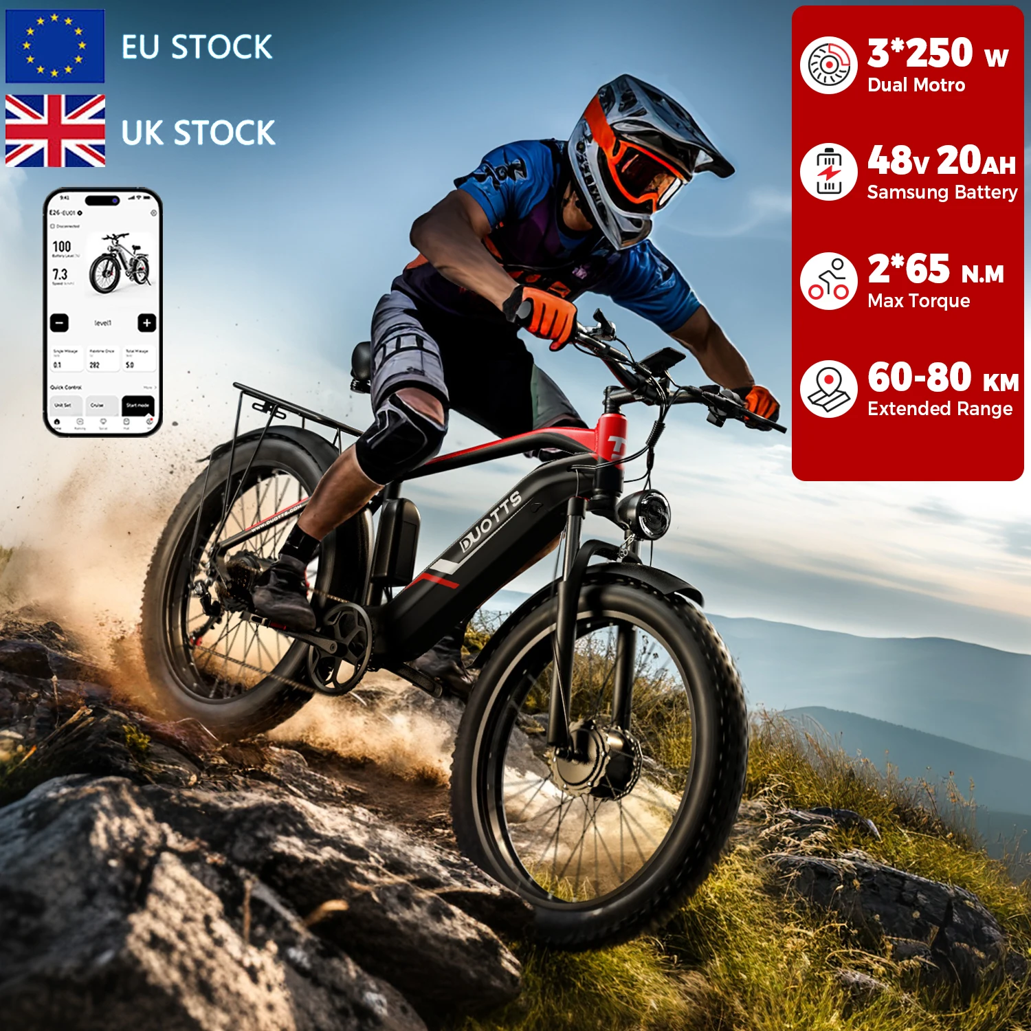 F26 городской велосипед Ebike 48 В 20 Ач двойной двигатель 26 дюймов с толстыми шинами электрический гибридный горный велосипед для взрослых