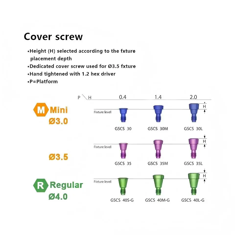 10 Pcs Dental Cover Screw Cap Compatible with Osstem Implant System Titanium Abutments Prosthetic Laboratory Restoration Parts
