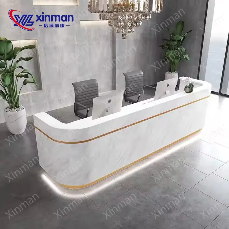 Beauty salon hair salon store front desk brick and mortar store furniture white painting process front desk for sale