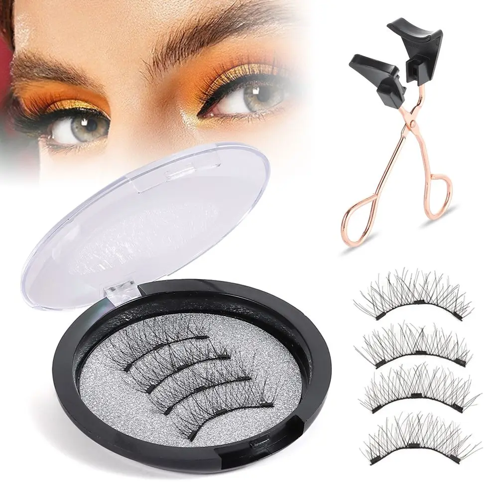 Reusable Magnetic Eyelashes No Glue without Eyeliner Fake Eyelashes with Applicator Dual Magnetic False Eyelashes Party Favors