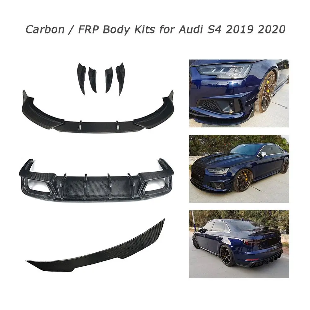 

Carbon Fiber Front Bumper Lip side skirts Rear Boot Spoiler Rear Lip Diffuser For Audi A4 S4 B10 2019 Body Kit Car Styling