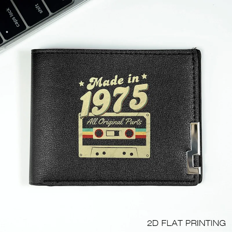 Realizzato nel 1975 Portafoglio in pelle PU con design a cassetta Portafoglio compatto da uomo in stile business minimalista Durevole Leggero Uso quotidiano