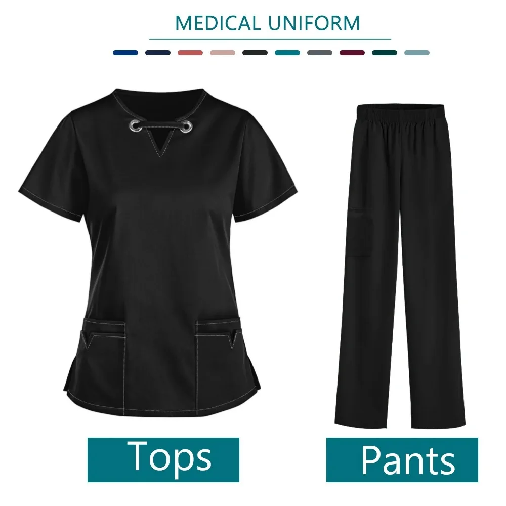 Slim Fit Medical Scrubs Uniform Women Scrub Sets Nursing Accessories Hospital Surgery Gowns Dental Clinic Beauty Salon Workwear