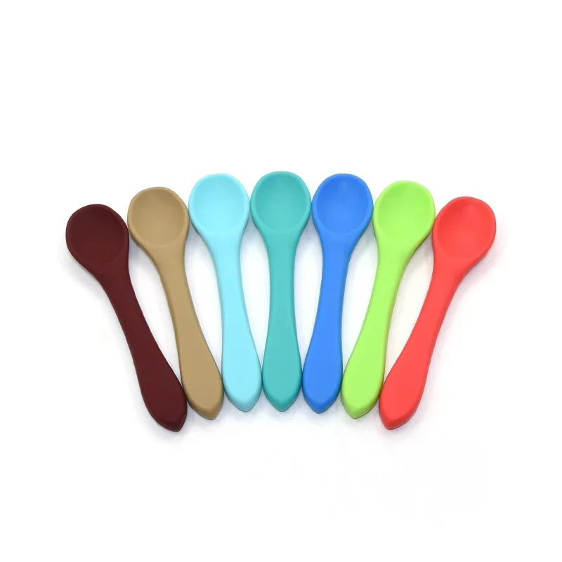 Baby Food Supplement Tableware Full Silicone Spoon Baby Training Feeding Meal Spoon Food Grade Silicone Baby Feeding Spoon