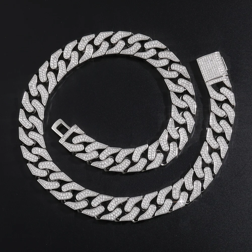 

Iced Out Cubic Zirconia Cuban Chain Hiphop Necklace Paved 5A+ CZ Choker Luxury Jewelry For Rapper Rock Gift For Men Women