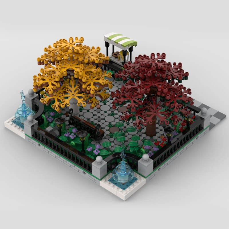 MOC-35603 Stedelijke Architectuur Modulaire Park Bouwsteen Assemblage Compatibel Met Baksteen Genezing Landschap Creatieve Geschenken 1191PCS