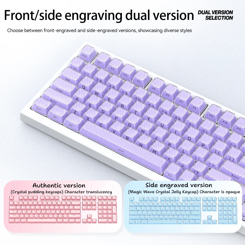 Magic Wave White Transparent Keycaps OEM High Side Engraved Small Full Set 136 Keys PC for Mechanical Keyboard Magnetic Switch