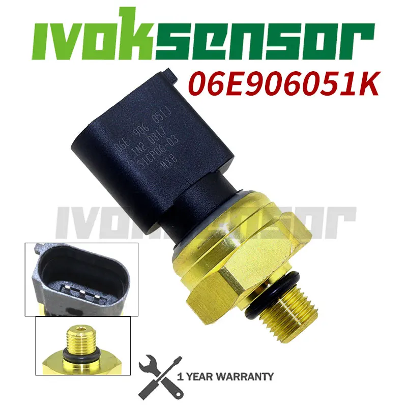 

New 06E906051K Fuel Rail Pressure Sensor 06E906051J 51CP06-03 For VW Audi A4 A6 A8 TT Q5 Q7 S4 S8 RS4 Volkswagen Jetta Passat