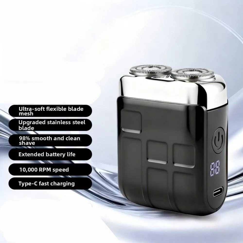 

Type-C Charging Mini Electric Shaver Waterproof Design Rotary System Smart Shaver Double Head Waterproof Portable Rotary Razor