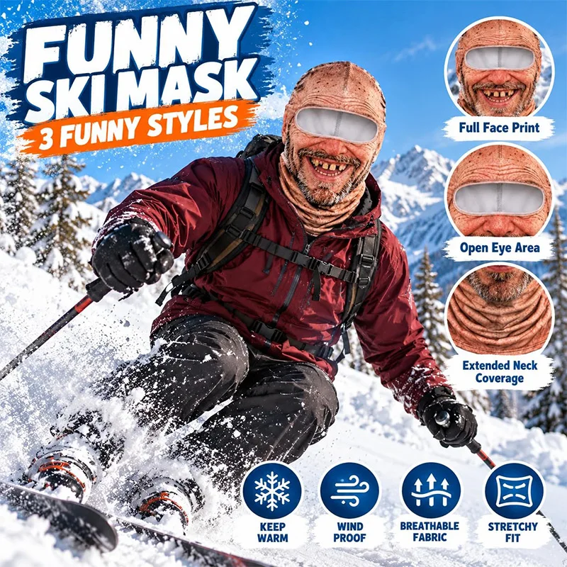 Ski Balaclava With Faces Hat Fully Wrapped Breathable Winter Mask With Eyelets Elastic White Beard Headband Unisex Facial Mask