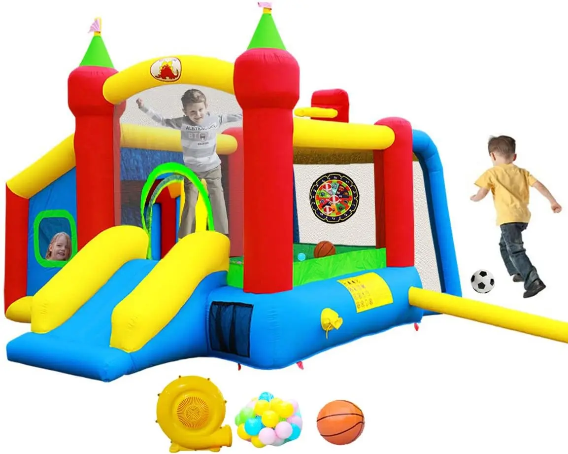 Bounce House Jumping Castle Slide with Blower Bouncer with Ball Pit Made of Quality Durable Puncture-resistant Synthetic Fabric