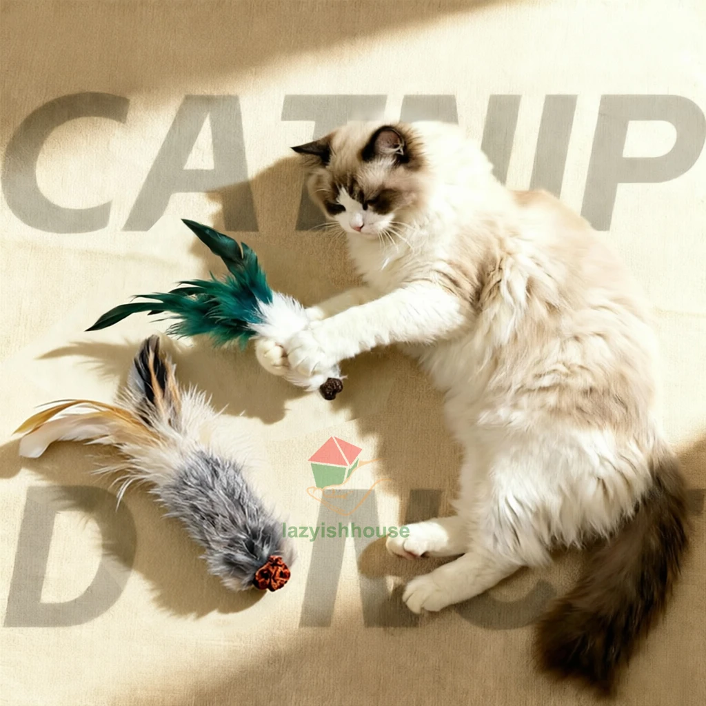 Natural Rabbit Fur Ball Cat Toy Cat Mint Fengrong Toy Cat Teasing Stick Cat Toy Self Fun and Stress Relieving Tool Pet Products view 2