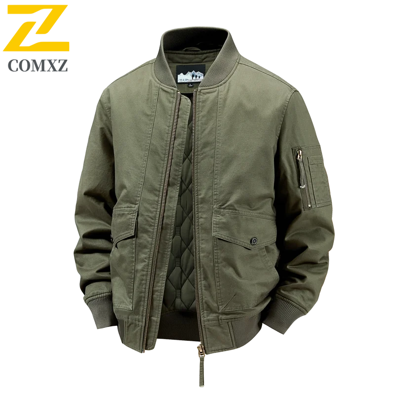 سترة قطن رجالية 2025 طبعة جديدة مع سترة طيران سميكة مضادة للبرد ودافئة للخروج سترة شتوية غير رسمية بسحاب سترة واقية