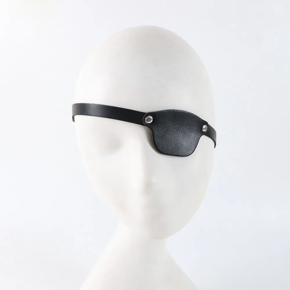 Classic Adjustable Pirate Eye Patch Vintage Embossed Single Blindfold Brass Rivets Soft Eye Mask Pirate Theme Party