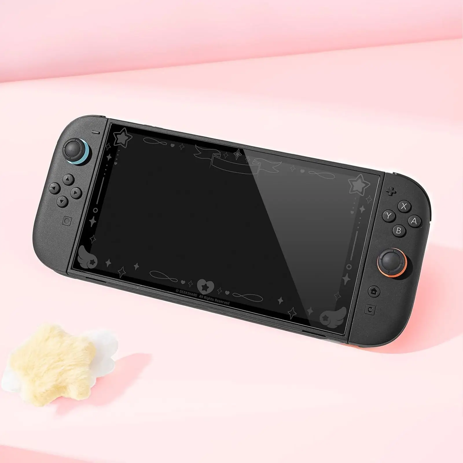 Geekshare Premium High-Aluminum Tempered Glass Screen Protector for Switch 2 with Positioning Frame, Ultra HD Clear Star Wings