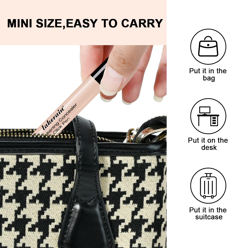 レイクレイン アウェイクニング コンシーラー クリック ペン、プッシュ式ブラシ デザイン、軽量テクスチャー、目の下のクマを明るくして隠す