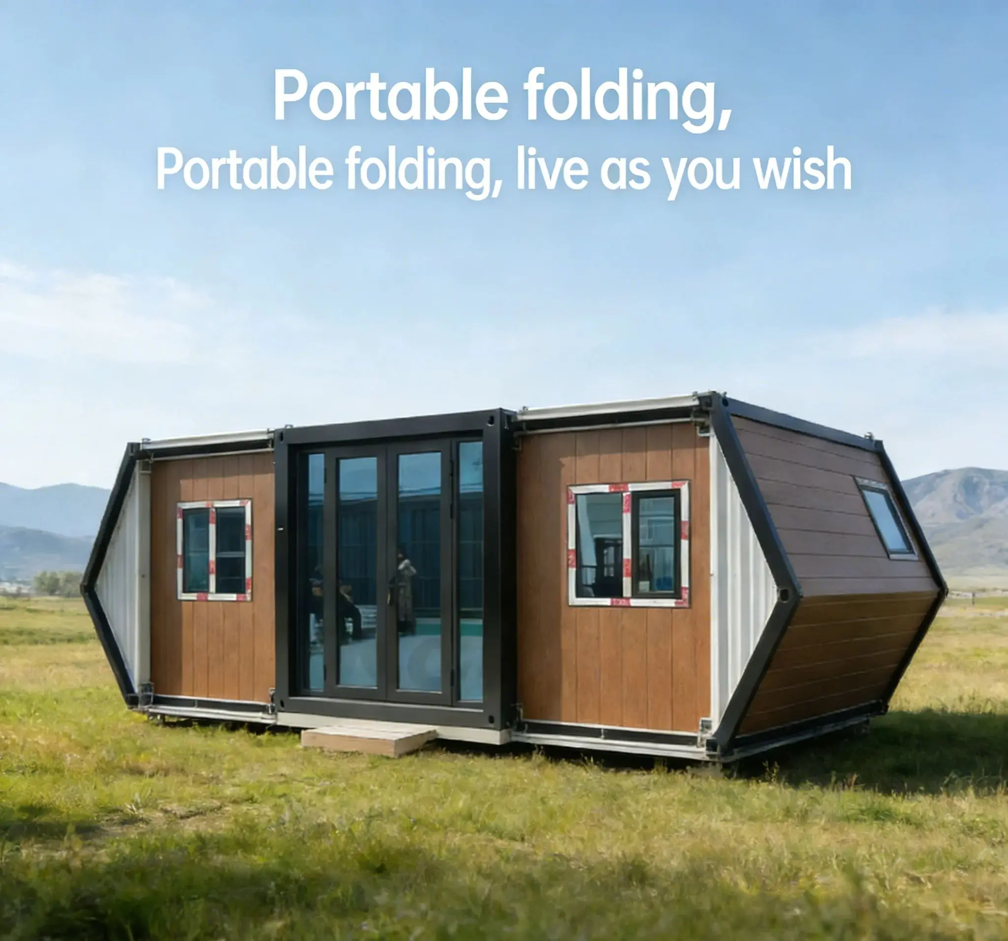 Light Steel Prefabricated Expandable Container Houses, Foldable Modular Small-sized Villas Suitable for Kitchen or Office