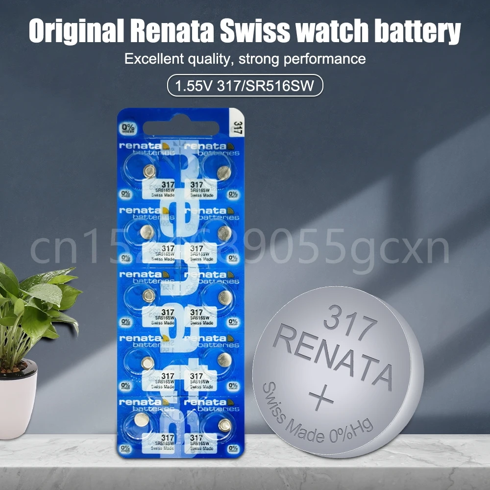 Original Renata 317 SR516SW V317 SR62 D317 1.55V เงินออกไซด์แบตเตอรี่นาฬิกาสําหรับนาฬิกา Swiss Made ปุ่มเซลล์เหรียญ