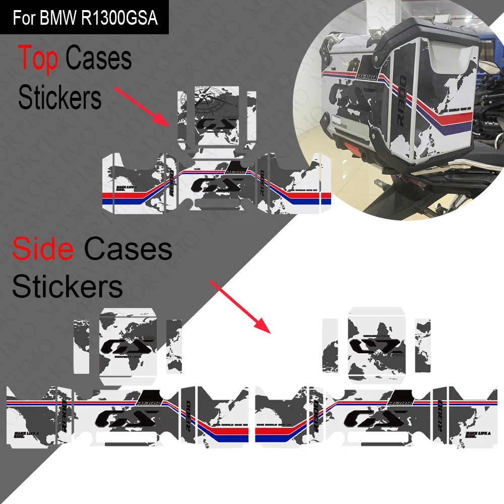 New 2025 Motorcycle Accessories For BMW R1300GS R ADV GSA Adventure Aluminium Side Luggage Top Case Carrier Trunk Stickers