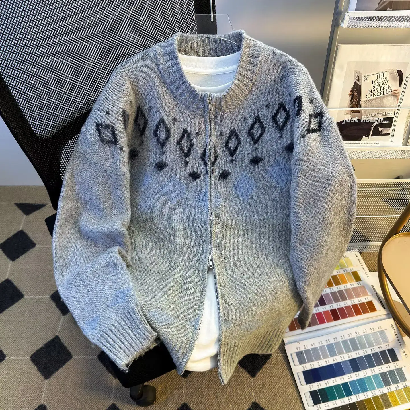 

ex Outlet Store Трикотаж Long Sve round Ne Zipper Closure Casual Sle Осень Зима Модный свитер Jaet