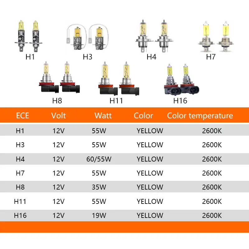 OSRAM Yellow Fog Breaker H1 H3 H4 H7 H8 H11 9003 9005 HB3 12V FBR Halogen Fog Lamp Car Headlight 2600K Light +60% Brighter 2PCS